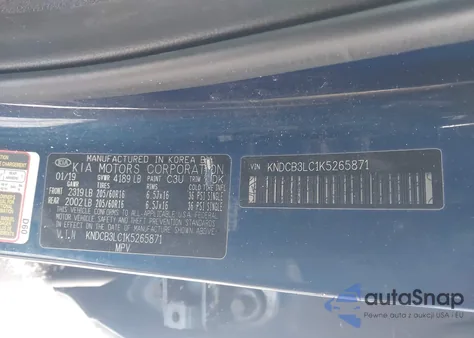 2019 Kia Niro Lx из США, поврежденный, VIN KNDCB3LC1K5265871